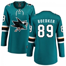 Women's San Jose Sharks #89 Mikkel Boedker Fanatics Branded Teal Green Home Breakaway NHL Jersey