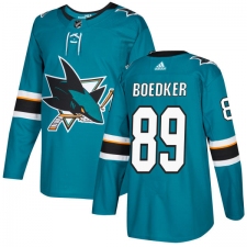 Youth Adidas San Jose Sharks #89 Mikkel Boedker Authentic Teal Green Home NHL Jersey