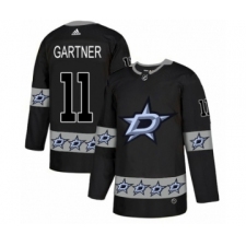 Men's Adidas Dallas Stars #11 Mike Gartner Authentic Black Team Logo Fashion NHL Jersey