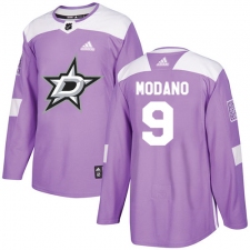 Youth Adidas Dallas Stars #9 Mike Modano Authentic Purple Fights Cancer Practice NHL Jersey