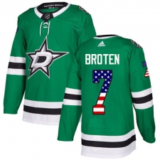 Men's Adidas Dallas Stars #7 Neal Broten Authentic Green USA Flag Fashion NHL Jersey