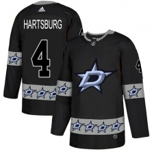 Men's Adidas Dallas Stars #4 Craig Hartsburg Authentic Black Team Logo Fashion NHL Jersey