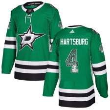 Men's Adidas Dallas Stars #4 Craig Hartsburg Authentic Green Drift Fashion NHL Jersey