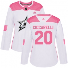 Women's Adidas Dallas Stars #20 Dino Ciccarelli Authentic White/Pink Fashion NHL Jersey