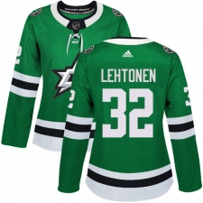 Women's Adidas Dallas Stars #32 Kari Lehtonen Authentic Green Home NHL Jersey