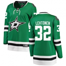 Women's Dallas Stars #32 Kari Lehtonen Authentic Green Home Fanatics Branded Breakaway NHL Jersey
