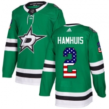 Youth Adidas Dallas Stars #2 Dan Hamhuis Authentic Green USA Flag Fashion NHL Jersey