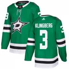 Men's Adidas Dallas Stars #3 John Klingberg Authentic Green Home NHL Jersey
