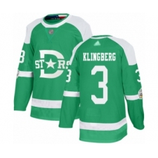 Youth Dallas Stars #3 John Klingberg Authentic Green 2020 Winter Classic Hockey Jersey