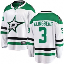 Youth Dallas Stars #3 John Klingberg Authentic White Away Fanatics Branded Breakaway NHL Jersey