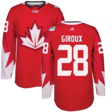 Men's Adidas Team Canada #28 Claude Giroux Premier Red Away 2016 World Cup Ice Hockey Jersey