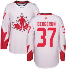 Youth Adidas Team Canada #37 Patrice Bergeron Authentic White Home 2016 World Cup Ice Hockey Jersey