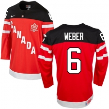 Men's Nike Team Canada #6 Shea Weber Authentic Red 100th Anniversary Olympic Hockey Jersey