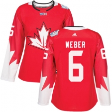 Women's Adidas Team Canada #6 Shea Weber Authentic Red Away 2016 World Cup Hockey Jersey