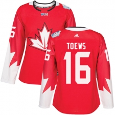 Women's Adidas Team Canada #16 Jonathan Toews Authentic Red Away 2016 World Cup Hockey Jersey