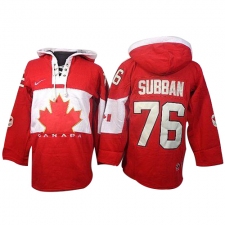 Men's Nike Team Canada #76 P.K Subban Authentic Red Sawyer Hooded Sweatshirt Hockey Jersey