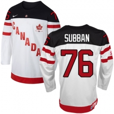 Men's Nike Team Canada #76 P.K Subban Authentic White 100th Anniversary Olympic Hockey Jersey