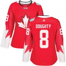 Women's Adidas Team Canada #8 Drew Doughty Authentic Red Away 2016 World Cup Hockey Jersey