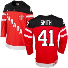 Men's Nike Team Canada #41 Mike Smith Premier Red 100th Anniversary Olympic Hockey Jersey
