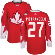 Men's Adidas Team Canada #27 Alex Pietrangelo Authentic Red Away 2016 World Cup Ice Hockey Jersey