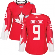 Women's Adidas Team Canada #9 Matt Duchene Authentic Red Away 2016 World Cup Hockey Jersey