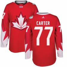 Men's Adidas Team Canada #77 Jeff Carter Authentic Red Away 2016 World Cup Ice Hockey Jersey