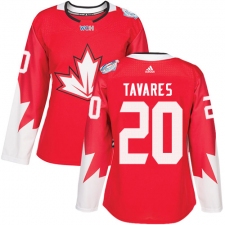 Women's Adidas Team Canada #20 John Tavares Authentic Red Away 2016 World Cup Hockey Jersey