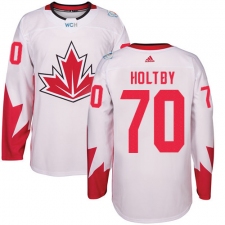Men's Adidas Team Canada #70 Braden Holtby Authentic White Home 2016 World Cup Ice Hockey Jersey