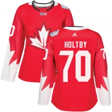 Women's Adidas Team Canada #70 Braden Holtby Authentic Red Away 2016 World Cup Hockey Jersey