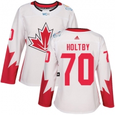 Women's Adidas Team Canada #70 Braden Holtby Authentic White Home 2016 World Cup Hockey Jersey