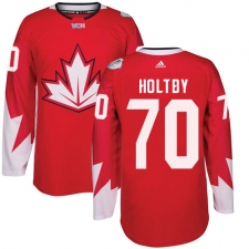 Youth Adidas Team Canada #70 Braden Holtby Authentic Red Away 2016 World Cup Ice Hockey Jersey