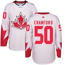 Men's Adidas Team Canada #50 Corey Crawford Authentic White Home 2016 World Cup Ice Hockey Jersey