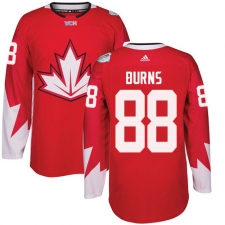 Men's Adidas Team Canada #88 Brent Burns Authentic Red Away 2016 World Cup Ice Hockey Jersey