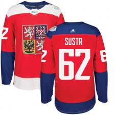Men's Adidas Team Czech Republic #62 Andrej Sustr Premier Red Away 2016 World Cup of Hockey Jersey