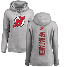 NHL Women's Adidas New Jersey Devils #45 Sami Vatanen Ash Backer Pullover Hoodie