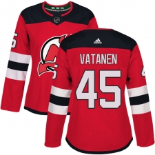 Women's Adidas New Jersey Devils #45 Sami Vatanen Authentic Red Home NHL Jersey