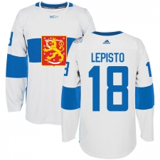 Men's Adidas Team Finland #18 Sami Lepisto Premier White Home 2016 World Cup of Hockey Jersey