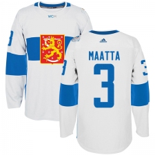 Men's Adidas Team Finland #3 Olli Maatta Premier White Home 2016 World Cup of Hockey Jersey