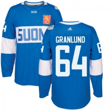Men's Adidas Team Finland #64 Mikael Granlund Premier Blue Away 2016 World Cup of Hockey Jersey