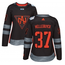 Women's Adidas Team North America #37 Connor Hellebuyck Authentic Black Away 2016 World Cup of Hockey Jersey