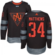 Youth Adidas Team North America #34 Auston Matthews Authentic Black Away 2016 World Cup of Hockey Jersey