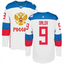 Men's Adidas Team Russia #9 Dmitry Orlov Authentic White Home 2016 World Cup of Hockey Jersey