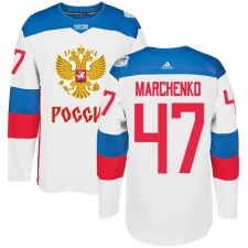 Men's Adidas Team Russia #47 Alexey Marchenko Authentic White Home 2016 World Cup of Hockey Jersey