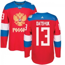 Men's Adidas Team Russia #13 Pavel Datsyuk Premier Red Away 2016 World Cup of Hockey Jersey
