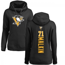 NHL Women's Adidas Pittsburgh Penguins #71 Evgeni Malkin Black Backer Pullover Hoodie