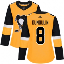 Women's Adidas Pittsburgh Penguins #8 Brian Dumoulin Authentic Gold Alternate NHL Jersey