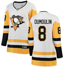 Women's Pittsburgh Penguins #8 Brian Dumoulin Authentic White Away Fanatics Branded Breakaway NHL Jersey