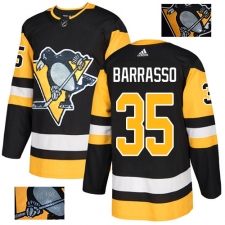 Men's Adidas Pittsburgh Penguins #35 Tom Barrasso Authentic Black Fashion Gold NHL Jersey