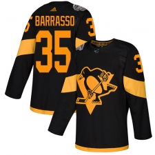 Men's Adidas Pittsburgh Penguins #35 Tom Barrasso Black Authentic 2019 Stadium Series Stitched NHL Jersey