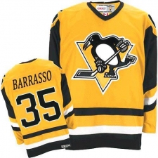 Men's CCM Pittsburgh Penguins #35 Tom Barrasso Premier Yellow Throwback NHL Jersey